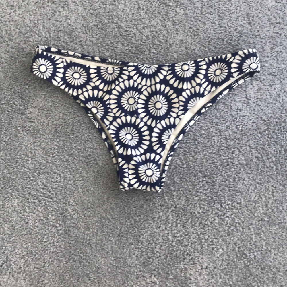 cheeky navy and white bikini bottoms